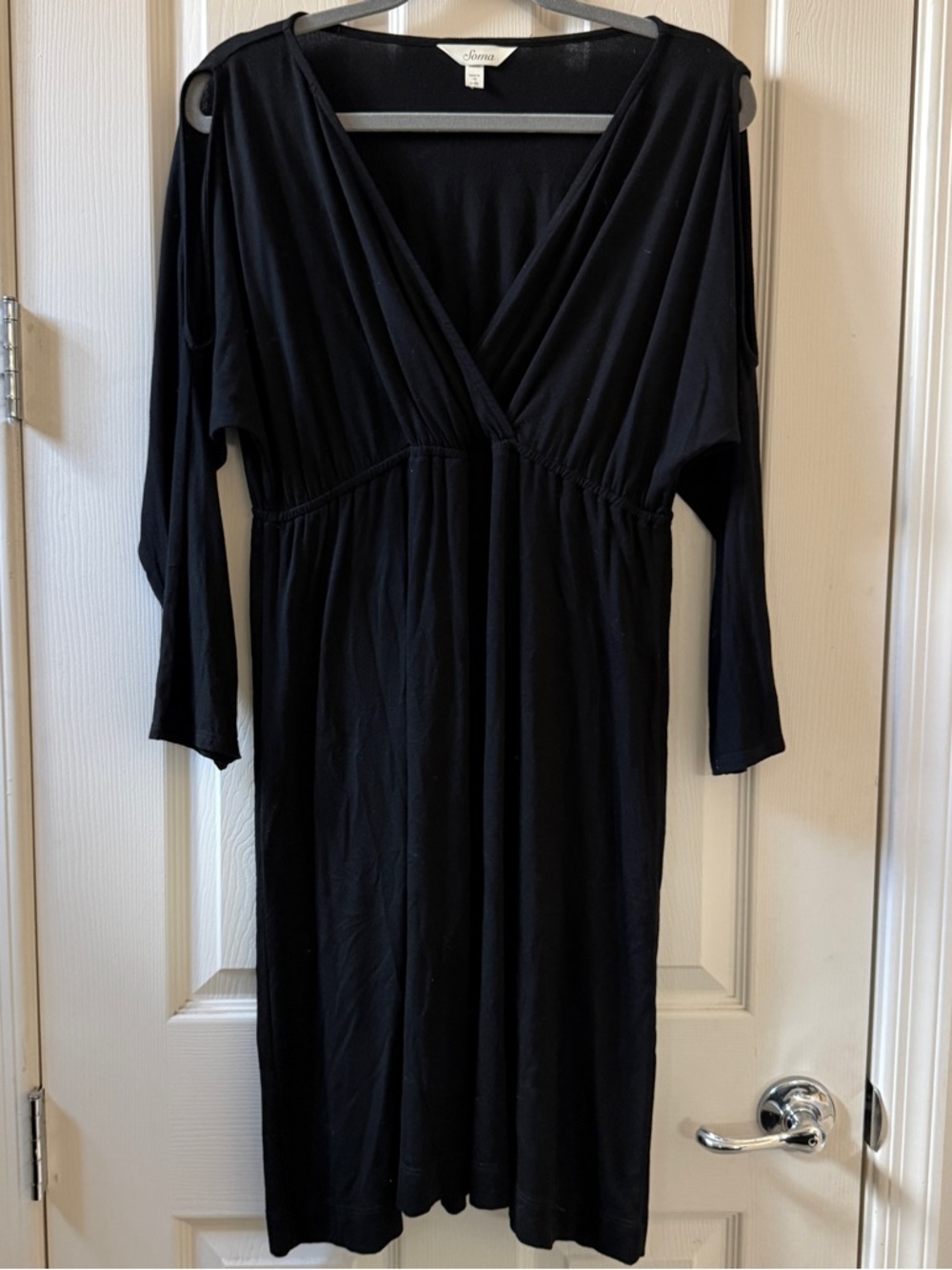 Soma | Black Wrap-Style Midi Dress | Women’s Large